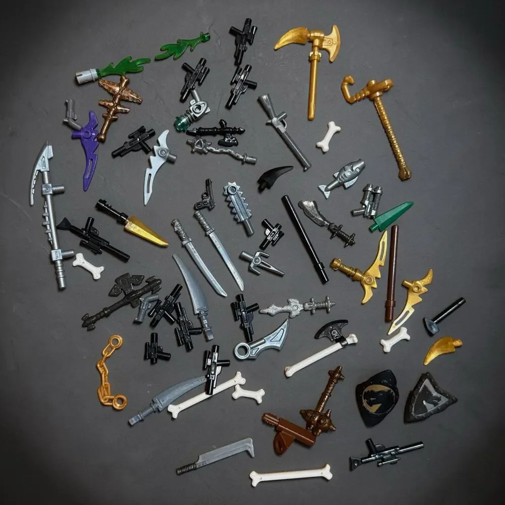 Lego Weapons Lot - Swords Guns Staffs Shields Clubs Axes